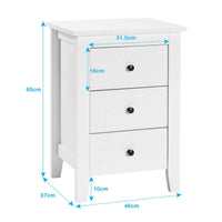 Thumbnail for LIFEZEAL 2x Bedside Tables Wood Side Table Nightstand Storage Cabinet w/3 Drawers White