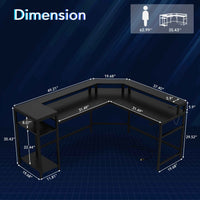 Thumbnail for Gaming Desk with Storage Shelves, Modern L-Shaped Computer Desk, Corner Desk with Monitor Stand, Black