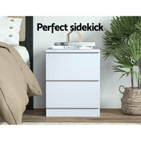 Thumbnail for Artiss 2x Bedside Table Drawers Side End Table Storage Cabinet Nightstand White