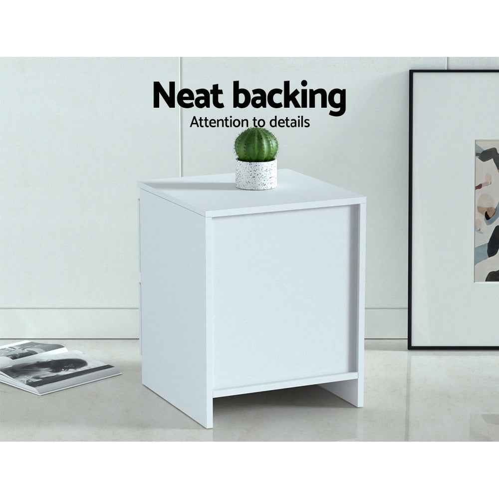 Artiss 2x Bedside Table Drawers Side End Table Storage Cabinet Nightstand White
