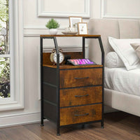 Thumbnail for Advwin Bedside Table with Charging Station - Compact Nightstand with 3 Drawers & Shelf