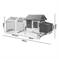 Thumbnail for Extra Large Wooden Chicken Coop & Rabbit Hutch with Wheels