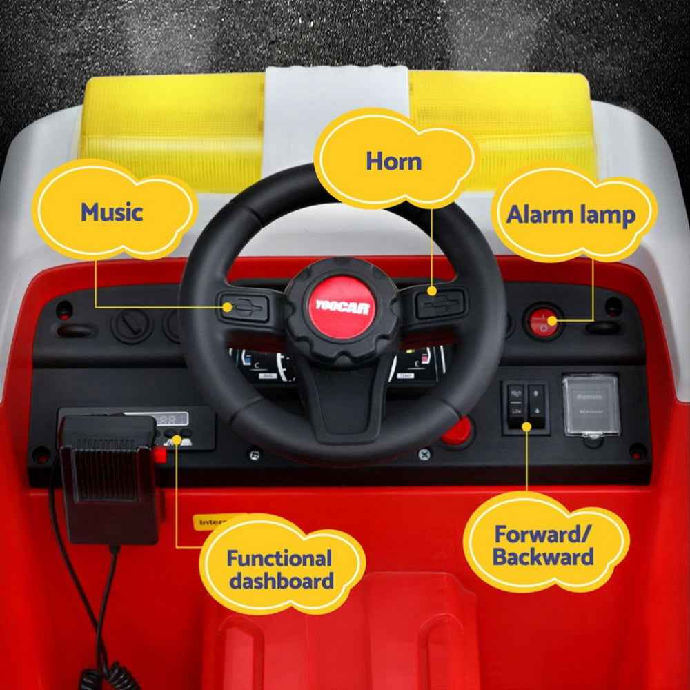 Premium 12V Fire Engine Kids Ride on Firetruck with Water Cannon | Water Gun & Music