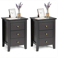 Thumbnail for 2x Bedside Tables Wood Side Table Nightstand Storage Cabinet w/3 Drawers Bedroom Living Black