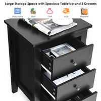 Thumbnail for 2x Bedside Tables Wood Side Table Nightstand Storage Cabinet w/3 Drawers Bedroom Living Black