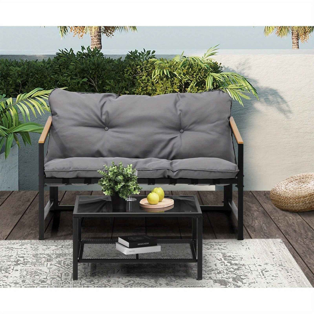 2pcs Outdoor Patio Sofa Set Garden Lounge Setting Furniture