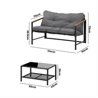 Thumbnail for 2pcs Outdoor Patio Sofa Set Garden Lounge Setting Furniture