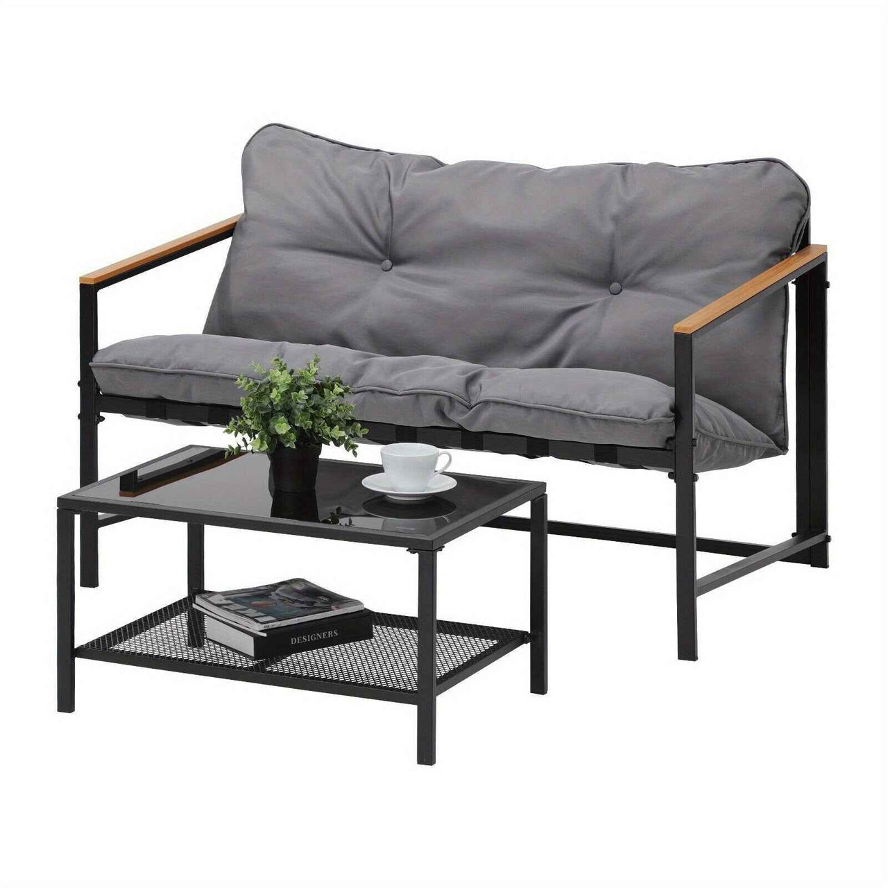 2pcs Outdoor Patio Sofa Set Garden Lounge Setting Furniture