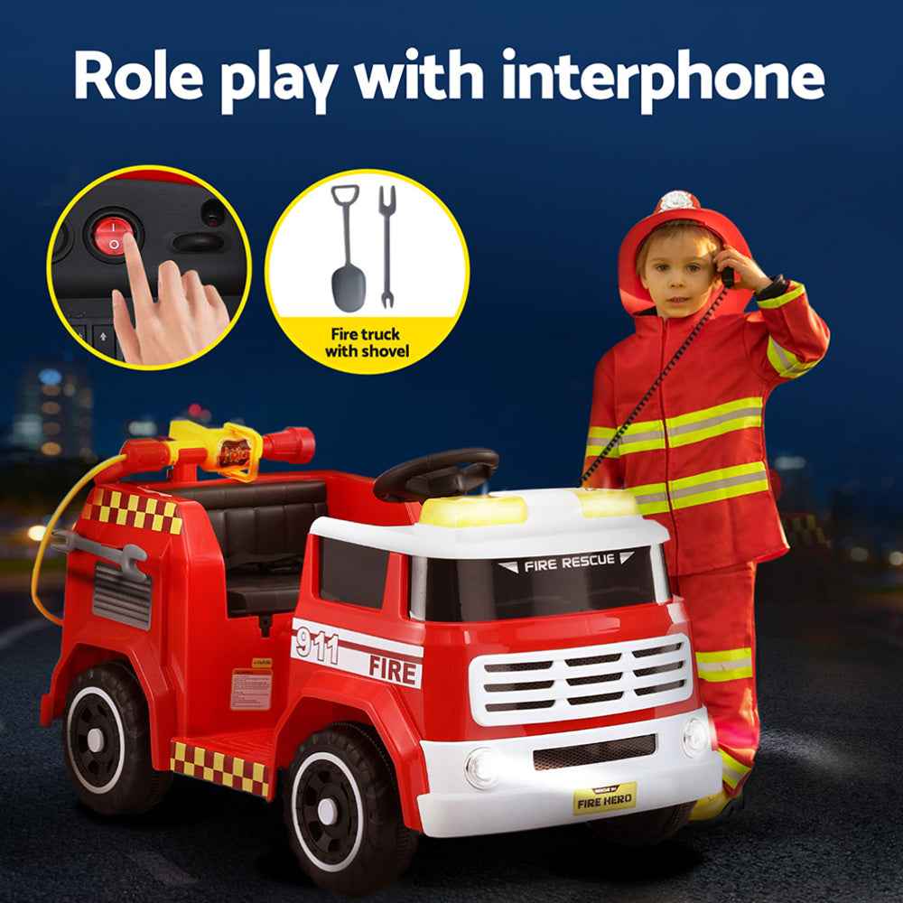 Premium 12V Fire Engine Kids Ride on Firetruck with Water Cannon | Water Gun & Music