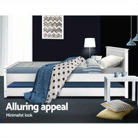 Thumbnail for King Single Wooden Trundle Daybed - White ELVIS | Contemporary Hardwood