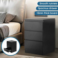 Thumbnail for Bedside Table with Three Roomy Drawers and Handle-Free
