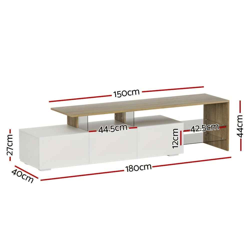 Artiss TV Unit Cabinet Entertainment Units, Wood Stand Table Cabinets Storage Shelf Organiser Cupboard Home Living Room Bedroom Furniture, with 3 Spacious Drawer High Gloss White