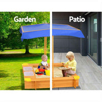 Thumbnail for Keezi Youngsters Sandpit Wooden Sandbox with Adjustable Canopy, Water Basin & Toys, 103cm, High Quality
