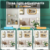 Thumbnail for Modern White Solid Wood Dressing Table with Drawers, Lighting Mirror and 3 Lighting Modes