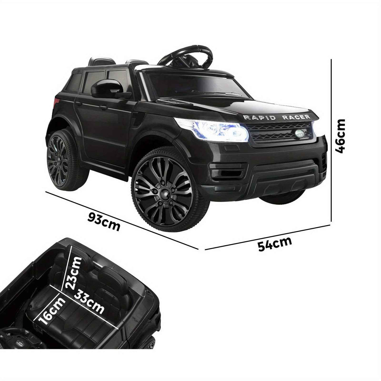 Range Rover Inspired Kids Ride On Car with Remote Control | Black Electric Vehicle MP3 LED light 12V