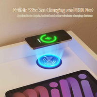Thumbnail for Modern White Bedside Table with 2 Drawers, RGB LED Lighting, Charging & USB Port
