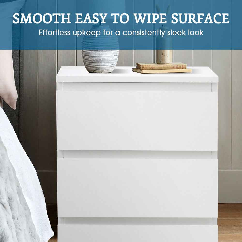 Bedside Table with Three Roomy Drawers and Handle-Free