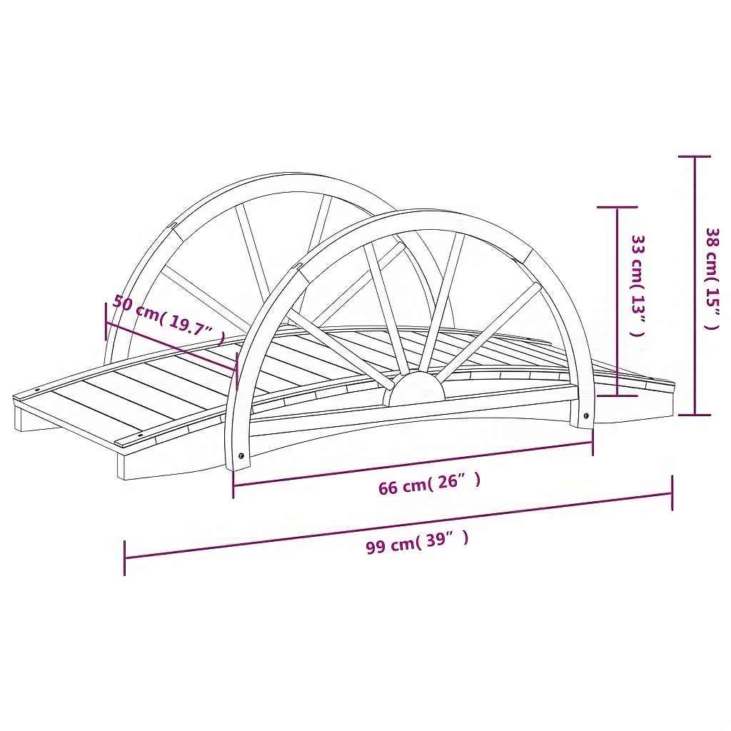 Solid Wood Fir Garden Bridge with Half-Wheel Design, Outdoor Decorative Ornamental Bridge