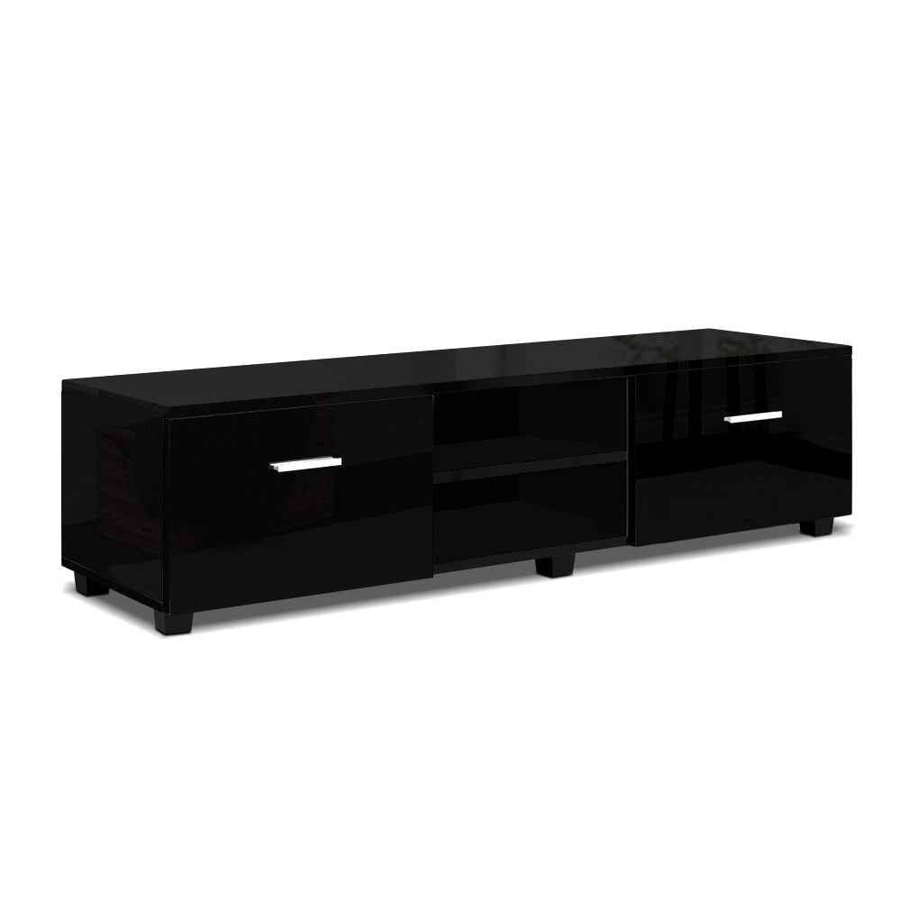 Artiss Entertainment Unit TV Cabinet 140cm Black High Gloss Storage Shelf