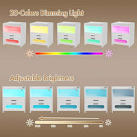 Thumbnail for Modern White Bedside Table with 2 Drawers, RGB LED Lighting, Charging & USB Port