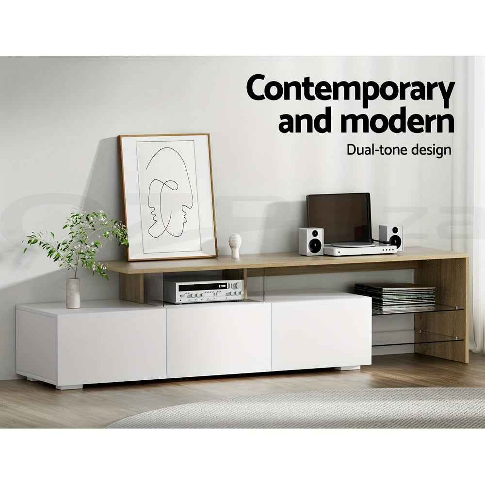 Artiss TV Unit Cabinet Entertainment Units, Wood Stand Table Cabinets Storage Shelf Organiser Cupboard Home Living Room Bedroom Furniture, with 3 Spacious Drawer High Gloss White