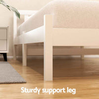 Thumbnail for Artiss Single Bed Frame Size Wooden Platform with 2 Storage Drawers White SOFIE