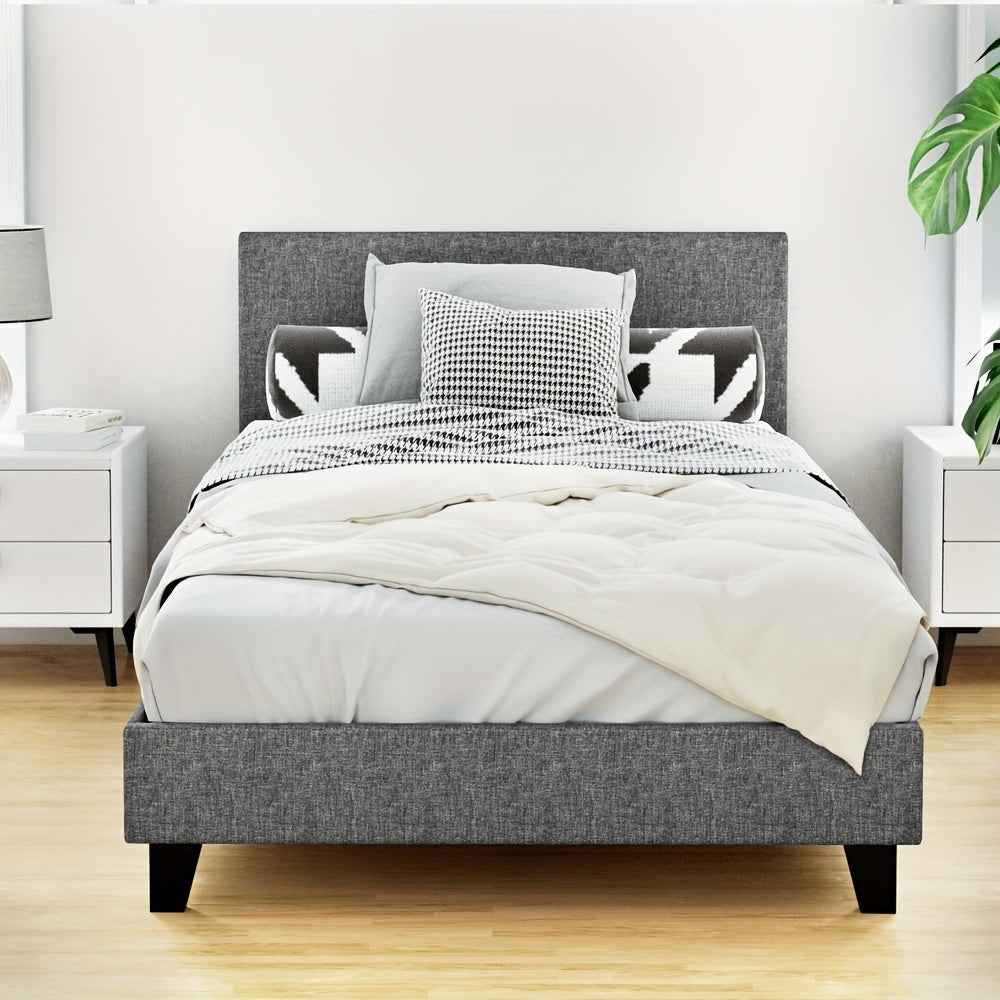 ARTISS Neo King Single Bed Frame Grey | Contemporary Wooden Bedhead