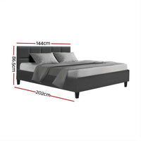 Thumbnail for Charcoal Grey TINO Double Bed Frame - Contemporary Hardwood Design