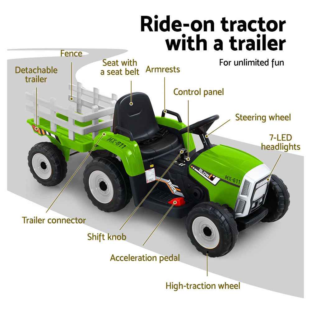 Rigo Ride On Car Tractor Toy Kids Outdoor Electric Cars 12V Battery