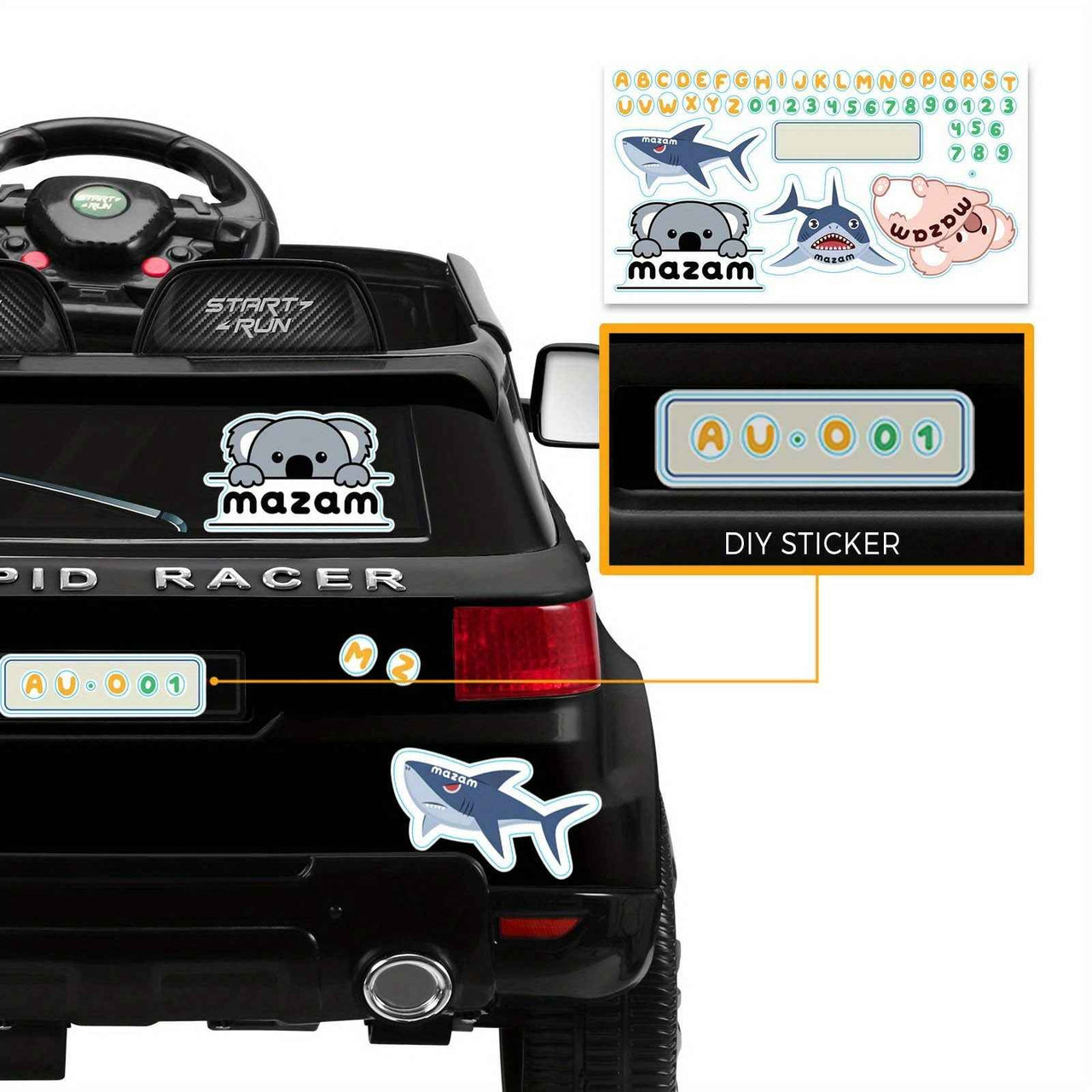 Range Rover Inspired Kids Ride On Car with Remote Control | Black Electric Vehicle MP3 LED light 12V