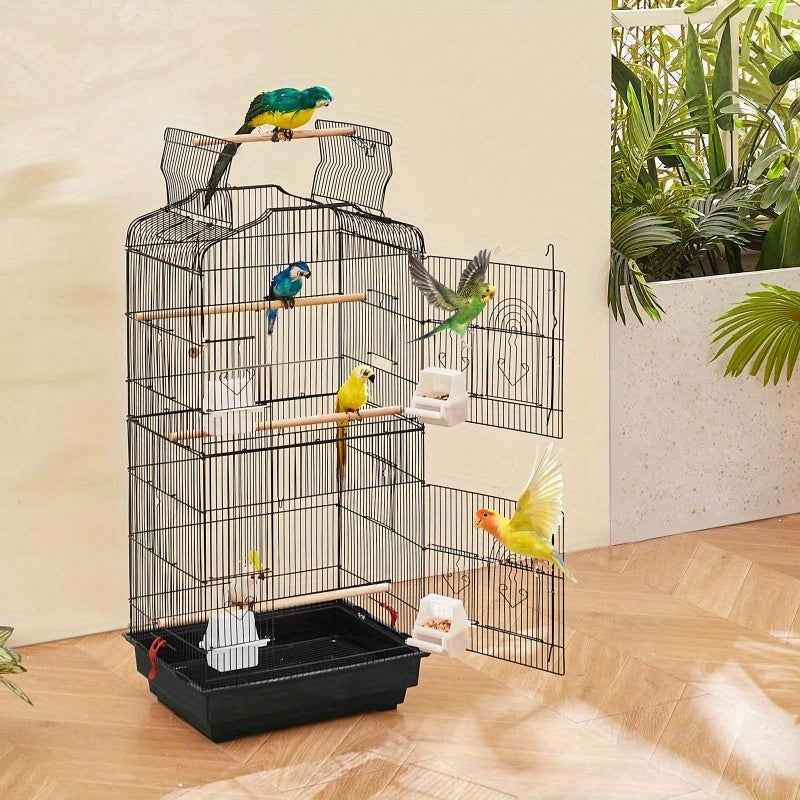 VEVOR 99.06cm Hanging Metal Bird Flight Cage for Parakeets, Cockatiels & Small Parrots