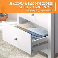 Thumbnail for White Wooden Bedside Table with 2 Large Drawers - Compact 27
