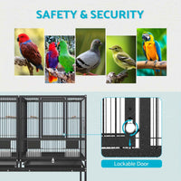 Thumbnail for 2in1 Large Bird Cage 106.5x95x45cm 4 Perches Aviary Parrot Budgie Stand Alone Wheels W/Brake