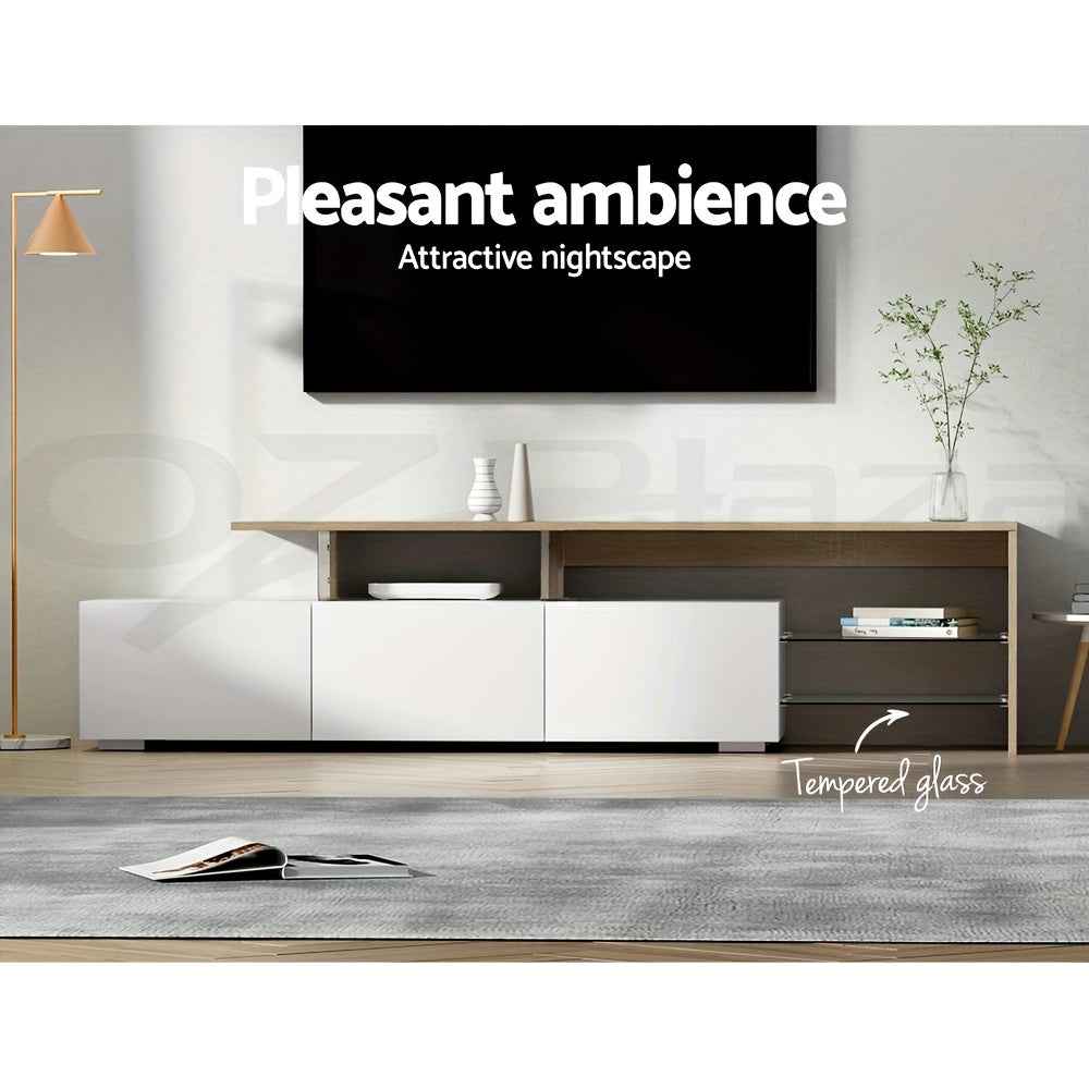 Artiss TV Unit Cabinet Entertainment Units, Wood Stand Table Cabinets Storage Shelf Organiser Cupboard Home Living Room Bedroom Furniture, with 3 Spacious Drawer High Gloss White