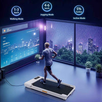 Thumbnail for Advwin Electric Treadmill, Compact Portable Home Small Foldable Walking Machine, Adjustable Incline, 120kg Capacity, Speed 1-6 km/h, Low Noise, White, Without Battery