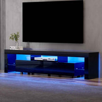 Thumbnail for Artiss TV Unit Cabinet Entertainment Unit RGB LED Gloss Furniture 200cm Black