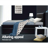 Thumbnail for Modern Black Trundle Bed Frame | King Single Size, Hardwood with Drawers & Tufted Design - Easy Assembly, Contemporary Bedroom Decor