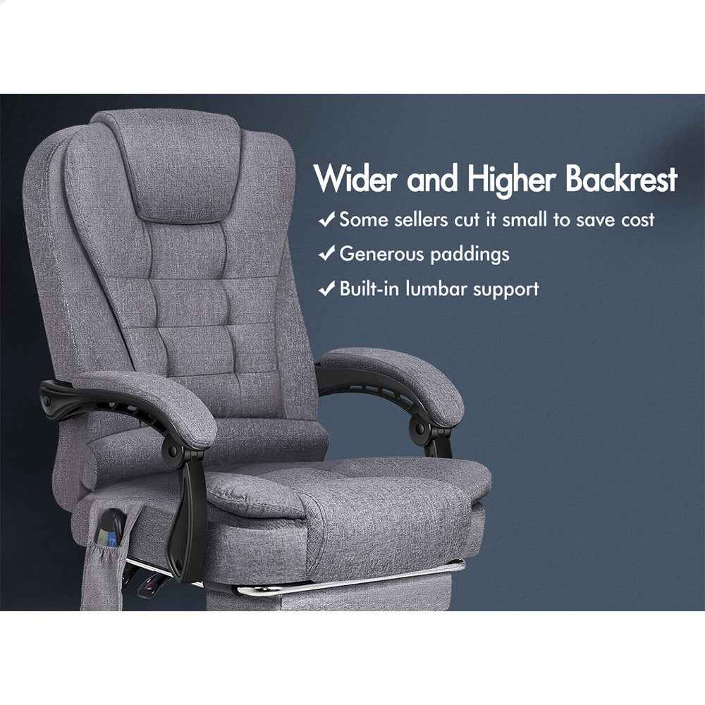 ALFORDSON Massage Office Chair Heated Seat Executive Gaming Racer Fabric