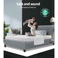 Thumbnail for ARTISS Contemporary Single Bed Frame - Light Gray & White Fabric Headboard | Easy Assembly