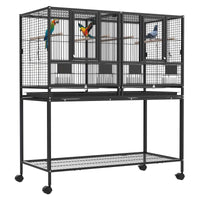 Thumbnail for 2in1 Large Bird Cage 106.5x95x45cm 4 Perches Aviary Parrot Budgie Stand Alone Wheels W/Brake