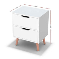 Thumbnail for Artiss 2x Bedside Table 2 Drawers Side End Table Storage Cabinet Nightstand White