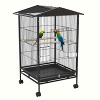 Thumbnail for Advwin Large Metal Bird Cage with 2 Perches, Rotatable Wheels & Brake - Ideal for Parrots, Budgies, Finches, Canaries - Antirust, Easy Access, Waterproof Tray, 85x45x57cm