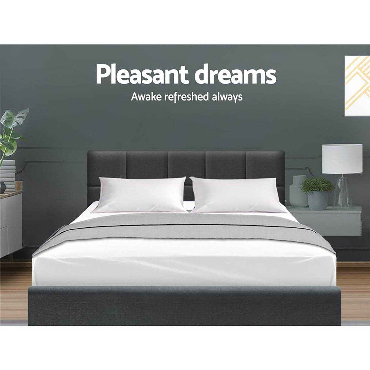 Charcoal Grey TINO Double Bed Frame - Contemporary Hardwood Design