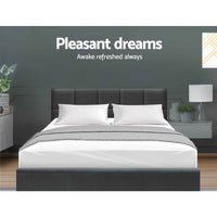 Thumbnail for Charcoal Grey TINO Double Bed Frame - Contemporary Hardwood Design