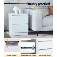 Thumbnail for Artiss 2x Bedside Table Drawers Side End Table Storage Cabinet Nightstand White