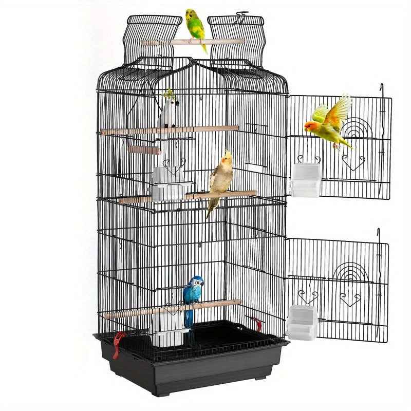 VEVOR 99.06cm Hanging Metal Bird Flight Cage for Parakeets, Cockatiels & Small Parrots