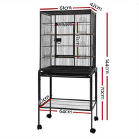 Thumbnail for i.Pet Bird Cage Large Cages 144cm Parrot Aviary Stand-Alone Budgie Wheels Castor