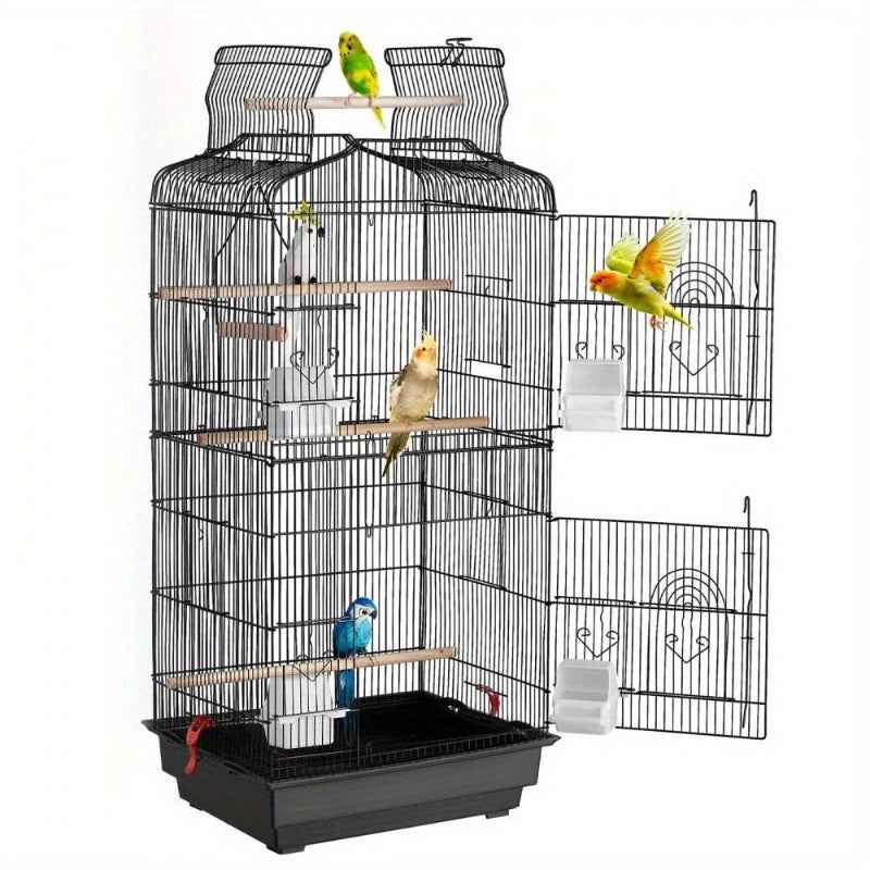 VEVOR 99.06cm Hanging Metal Bird Flight Cage for Parakeets, Cockatiels & Small Parrots