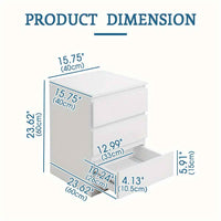 Thumbnail for Bedside Table with Three Roomy Drawers and Handle-Free