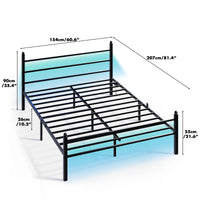 Thumbnail for Ufurniture Queen bed / double bed Metal Platform Bed Frame with LED Headboard & Charging Station